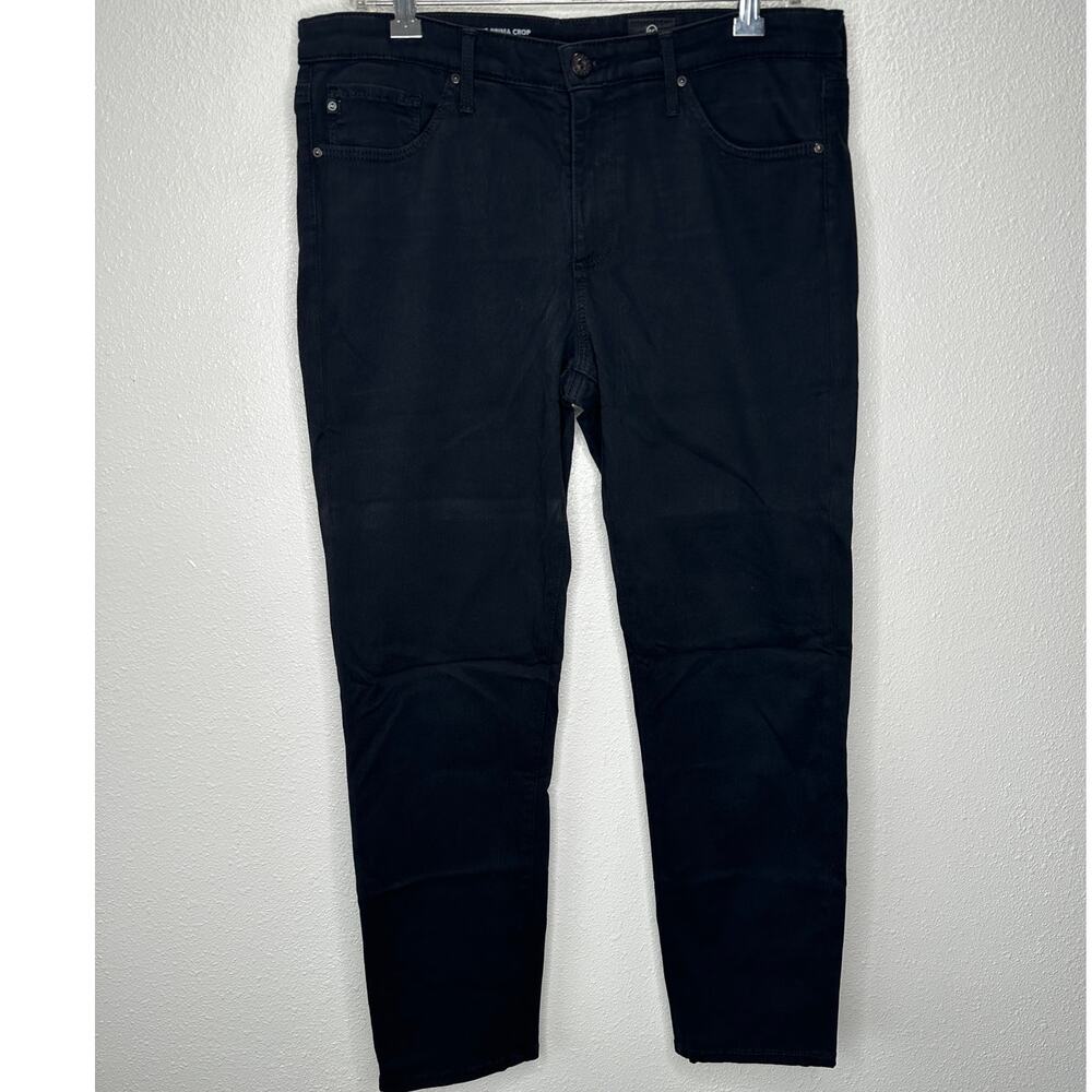 AG Worn Black Suede Look Prima Crop Cigarette Crop Jeans 30